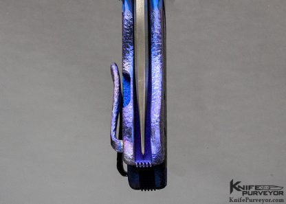 Sal Manaro Custom Knife Textured Titanium and Damascus Frame Lock - Image 6