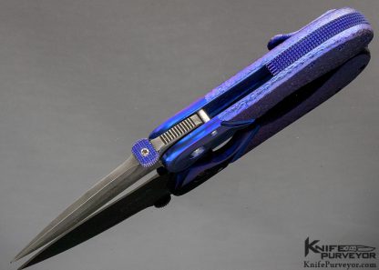 Sal Manaro Custom Knife Textured Titanium and Damascus Frame Lock - Image 4