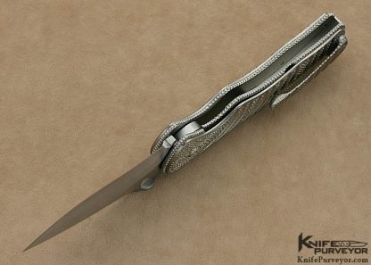 Sal Manaro Custom Knife Stippled Titanium and Hand Rubbed Satin Finished CPM 154 Frame Lock - Image 7
