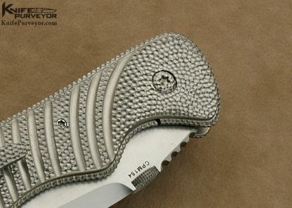 Sal Manaro Custom Knife Stippled Titanium and Hand Rubbed Satin Finished CPM 154 Frame Lock - Image 4