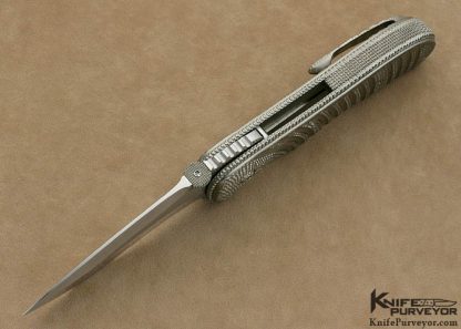Sal Manaro Custom Knife Stippled Titanium and Hand Rubbed Satin Finished CPM 154 Frame Lock - Image 5