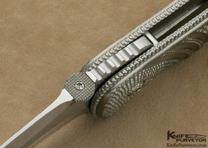 Sal Manaro Custom Knife Stippled Titanium and Hand Rubbed Satin Finished CPM 154 Frame Lock - Image 6