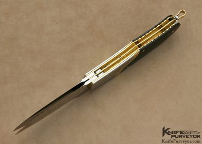 Tore Fogarizzu Custom Knife "Dave's Trapper" 2 Blade Exotic Material with 18Kt Gold Spacers Lockback & Bale Lock - Image 6