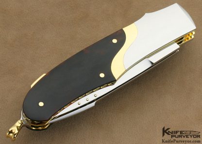Tore Fogarizzu Custom Knife "Dave's Trapper" 2 Blade Exotic Material with 18Kt Gold Spacers Lockback & Bale Lock - Image 3