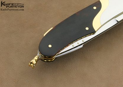 Tore Fogarizzu Custom Knife "Dave's Trapper" 2 Blade Exotic Material with 18Kt Gold Spacers Lockback & Bale Lock - Image 4
