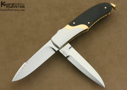 Tore Fogarizzu Custom Knife "Dave's Trapper" 2 Blade Exotic Material with 18Kt Gold Spacers Lockback & Bale Lock
