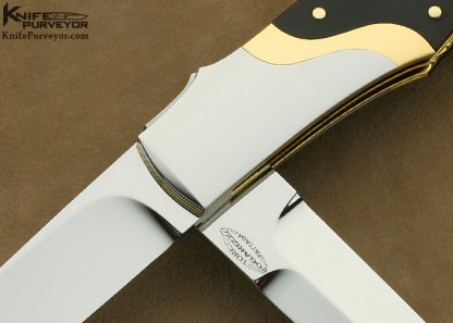 Tore Fogarizzu Custom Knife "Dave's Trapper" 2 Blade Exotic Material with 18Kt Gold Spacers Lockback & Bale Lock - Image 2