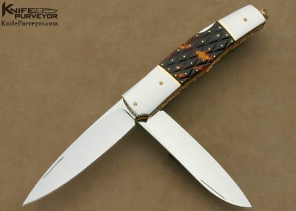 Salvatore Puddu Custom Knife Piqued Exotic Material Double Bladed Lockback