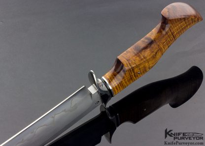 Sam Lurqin Custom Knife Bowie Fighter with Hamon and Curly Boa Handle - Image 8
