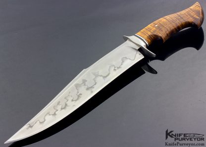 Sam Lurqin Custom Knife Bowie Fighter with Hamon and Curly Boa Handle