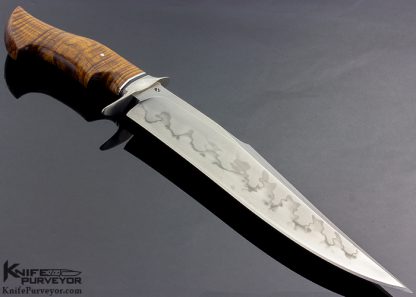 Sam Lurqin Custom Knife Bowie Fighter with Hamon and Curly Boa Handle - Image 3