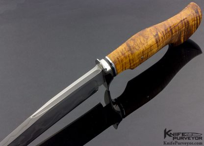 Sam Lurqin Custom Knife Bowie Fighter with Hamon and Curly Boa Handle - Image 7