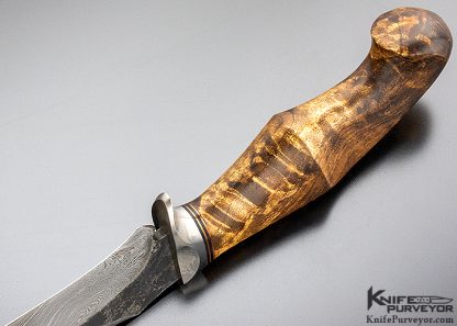 Sam Lurquin Custom Knife Curly Maple & Forged Damascus Blade "Crom" - Image 6