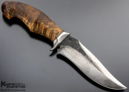 Sam Lurquin Custom Knife Curly Maple & Forged Damascus Blade "Crom" - Image 3