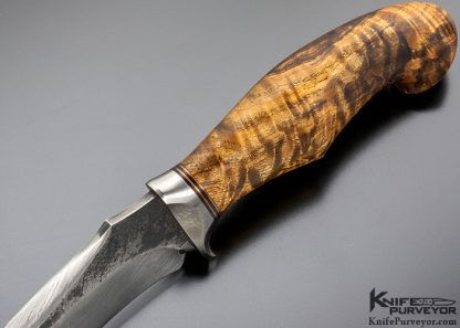 Sam Lurquin Custom Knife Curly Maple & Forged Damascus Blade "Crom" - Image 5