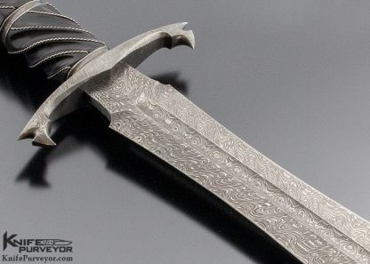 Sam Lurquin Custom Knife Sole Authorship 3 Bar Damascus and Fluted Desert Ironwood Handle - Image 4