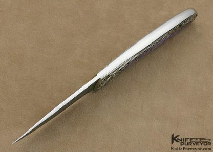 Scott Sawby Custom Knife Ray Cover Jr. Engraved Charoite & Devin Thomas Stainless Damascus Self Lock Tern - Image 4