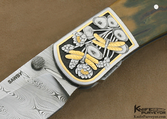 Scott Sawby Custom Knife Damasteel Damascus & Mammoth Ivory Self Lock Combat Utility - Image 2