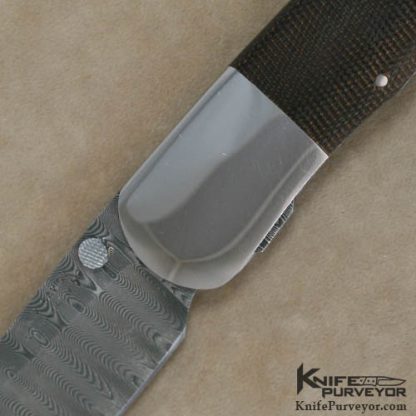 Scott Sawby Custom Knife Green Canvas Micarta & Damascus Combat Utility Knife - Image 2