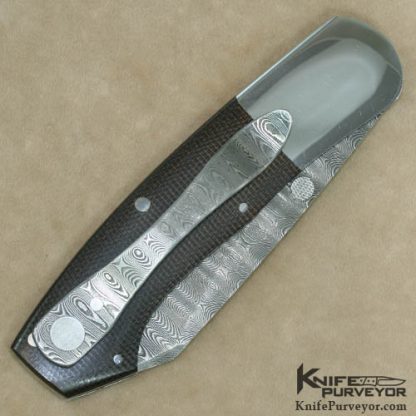 Scott Sawby Custom Knife Green Canvas Micarta & Damascus Combat Utility Knife - Image 3
