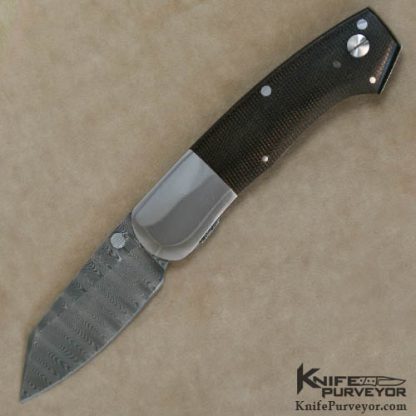 Scott Sawby Custom Knife Green Canvas Micarta & Damascus Combat Utility Knife