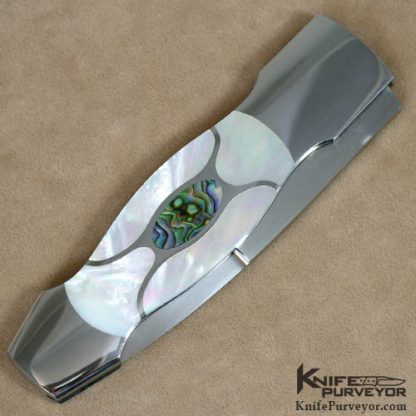 Scott Sawby Custom Knife 5 Piece Inlayed Mother of Pearl & Abalone Selflock Dagger - Image 3