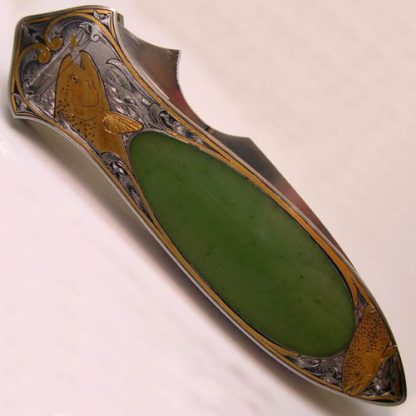 Scott Sawby Custom Knife Jade Dagger Engraved by Ray Cover Jr. - Image 2