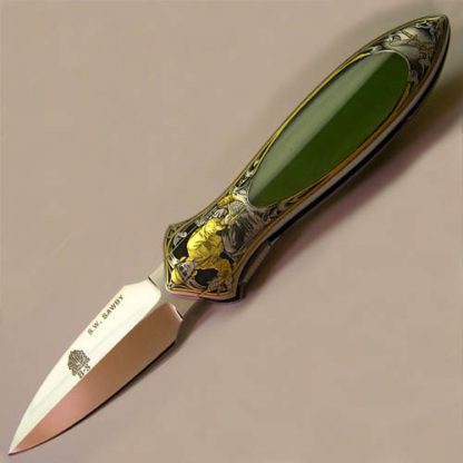 Scott Sawby Custom Knife Jade Dagger Engraved by Ray Cover Jr.