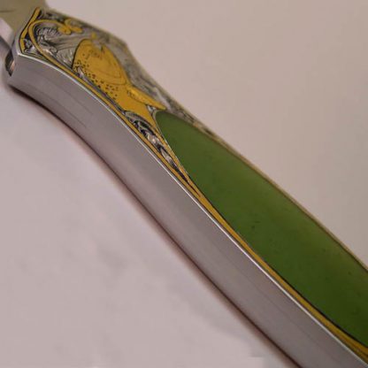 Scott Sawby Custom Knife Jade Dagger Engraved by Ray Cover Jr. - Image 4
