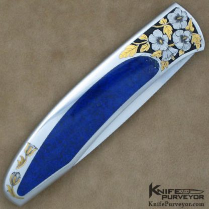 Scott Sawby Custom Knife Lapis Lazuli Tern Engraved by Marian Sawby - Image 3