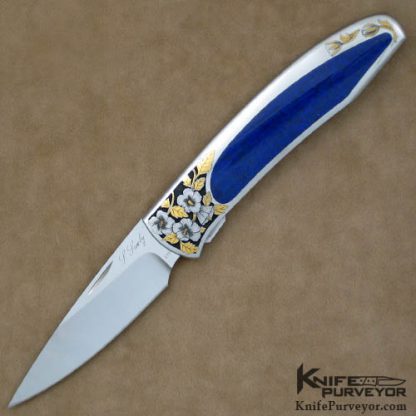 Scott Sawby Custom Knife Lapis Lazuli Tern Engraved by Marian Sawby