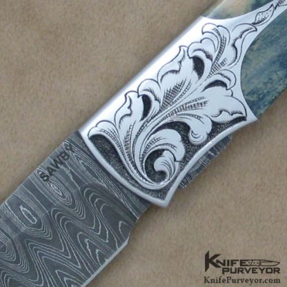 Scott Sawby Custom Knife Blue Mammoth Ivory Avocet Engraved by Simon Lytton - Image 2