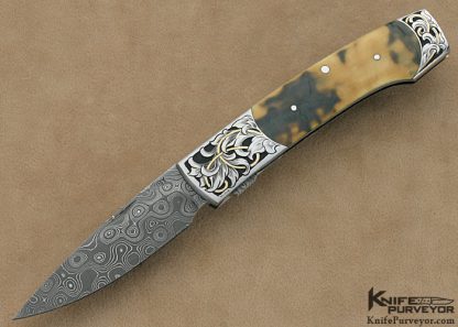 Scott Sawby Custom Knife Jody Muller Engraved Damascus Self Lock Swift