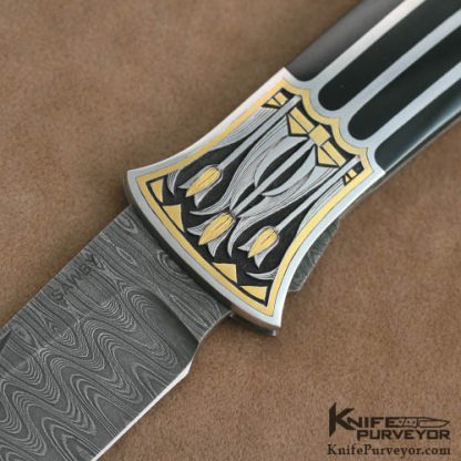 Scott Sawby Custom Knife Marian Sawby Engraved Black Jade Self Lock - Image 2