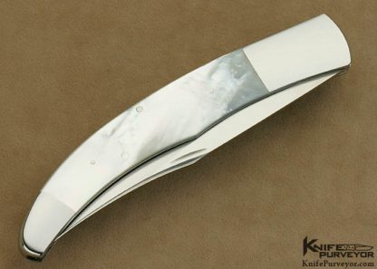 Scott Sawby Custom Knife Mother of Pearl Shell Jumbo Texas Toothpick Self Lock - Image 3