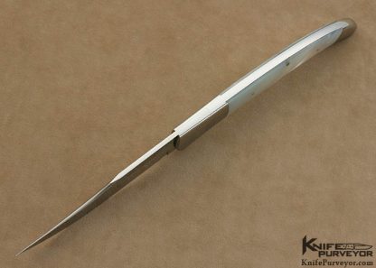 Scott Sawby Custom Knife Mother of Pearl Shell Jumbo Texas Toothpick Self Lock - Image 4