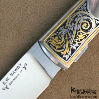 Scott Sawby's Custom Knife: Blacklip Pearl "Robin" Engraved by Jon Robyn - Image 2