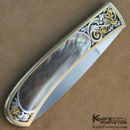 Scott Sawby's Custom Knife: Blacklip Pearl "Robin" Engraved by Jon Robyn - Image 3