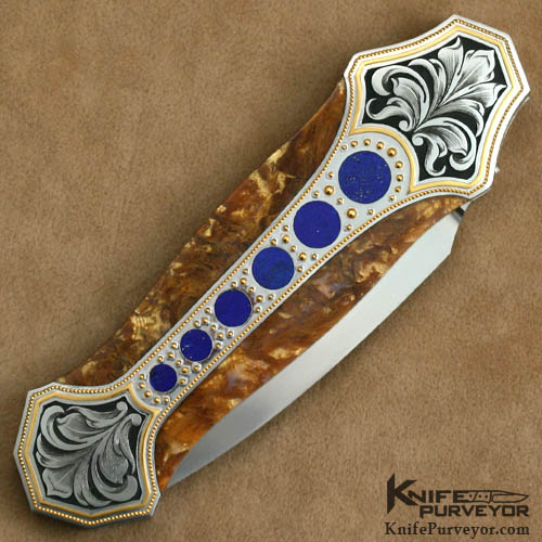 Scott Sawby Custom Knife Julie Warenski Engraved Egret Button Lock Dagger - Image 3