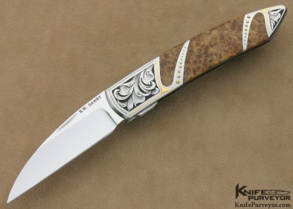 Scott SawbyCustom Knife Julie Waresnki  Engraved Burlwood Skimmer