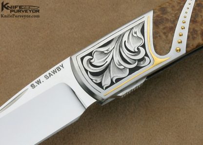 Scott SawbyCustom Knife Julie Waresnki  Engraved Burlwood Skimmer - Image 2