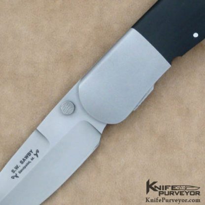 Scott Sawby Custom Knife Black Micarta Combat Utility Selflock - Image 2