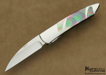 Scott Sawby Custom Knife Black Lip Tahitian Pearl Shell Self Lock Skimmer