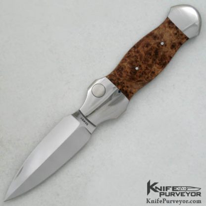 Scott Sawby Custom Knife: Burlwood Button Lock Dagger