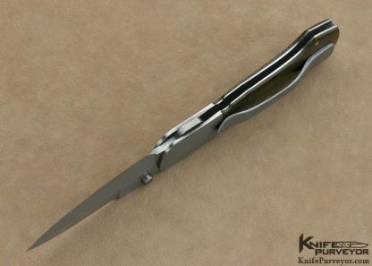 Scott Sawby Custom Knife Green Canvas Micarta Combat Utility Selflock with Spear Point Blade - Image 5