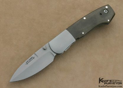 Scott Sawby Custom Knife Green Canvas Micarta Combat Utility Selflock with Spear Point Blade