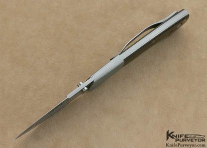 Scott Sawby Custom Knife Green Canvas Micarta Combat Utility Selflock with Spear Point Blade - Image 4