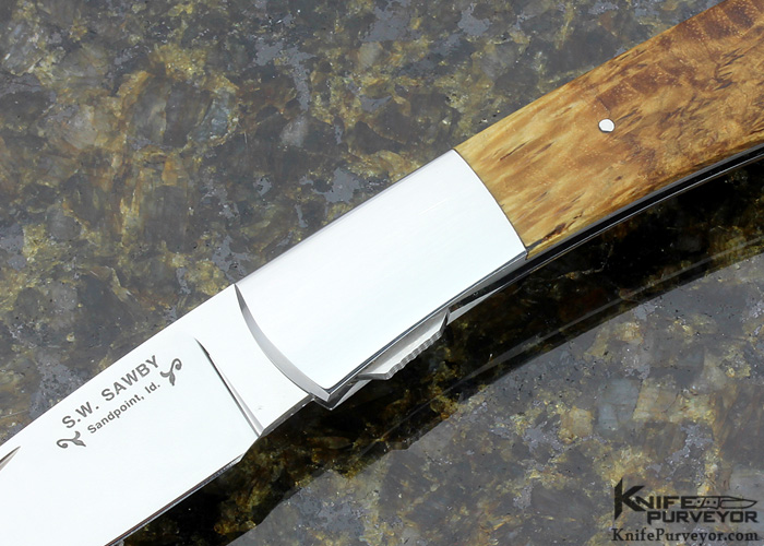 Scott Sawby Custom Knife Maple Burl Self Lock Swift - Image 2