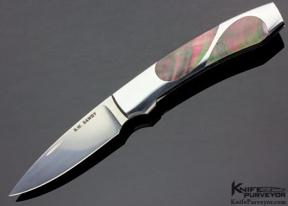 Scott Sawby Custom Knife Black Lip Pearl Semi Interframe Self Lock 11928