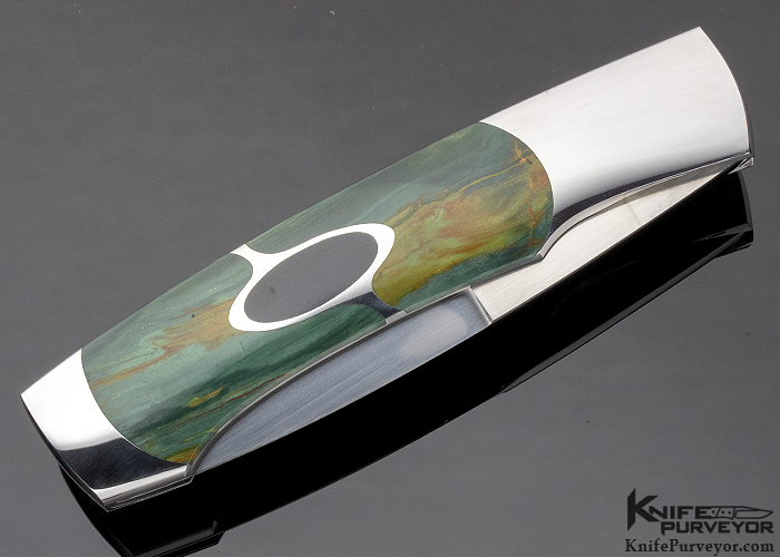 Scott Sawby Custom Knife Kittiwake Selflock with Black Edwards Jade and Willow Creek Jasper - Image 3